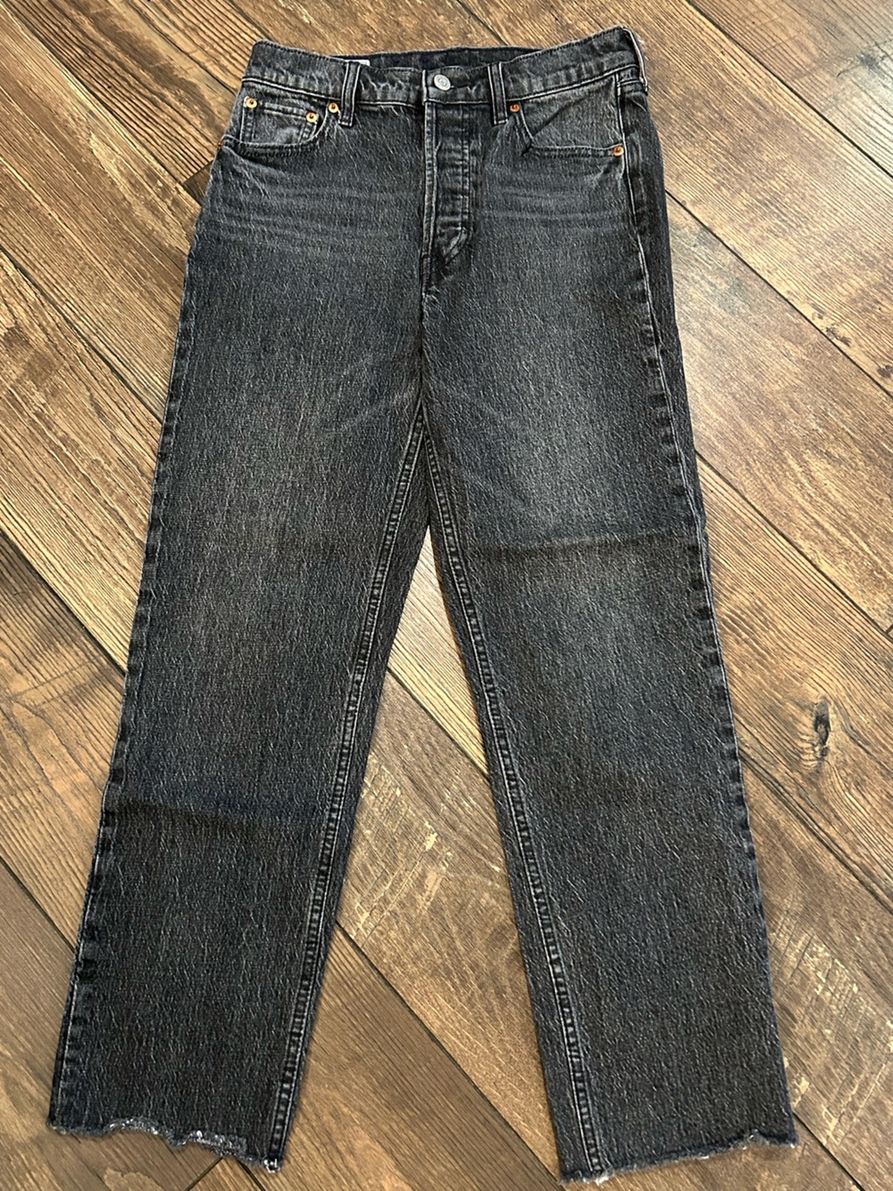 GAP Cheeky Straight High Rise Black Faded Denim Jeans -27/4